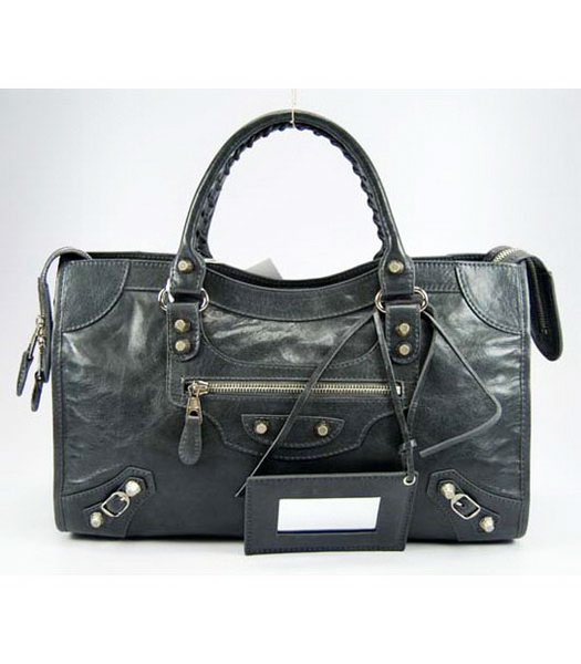 Balenciaga City Bag in pelle scuro Grigio Argento Olio